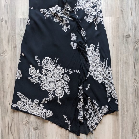 Vintage 90s Two of Us Black and White Floral Beaded Dress size XL - Picture 9 of 9